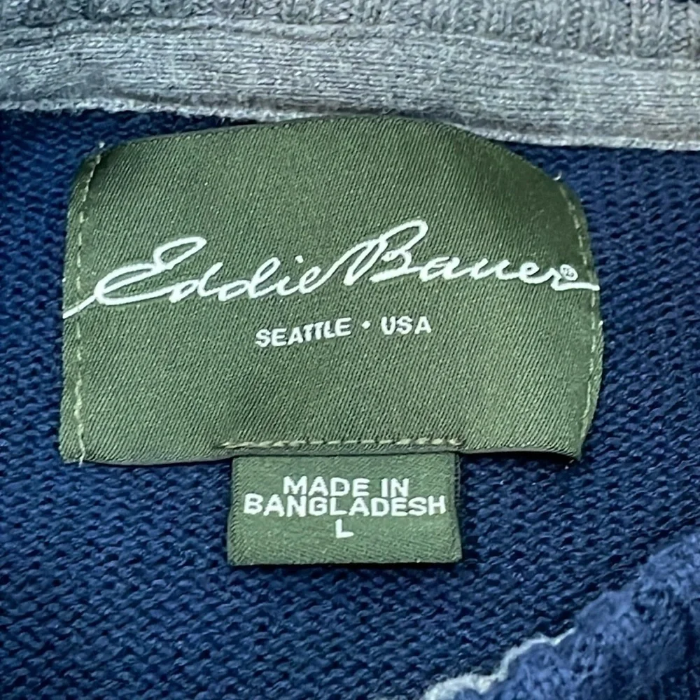 Eddie Bauer Chunky Dad Grandpa Sweater Unisex Men Women Navy Blue Size Large - Picture 8 of 10